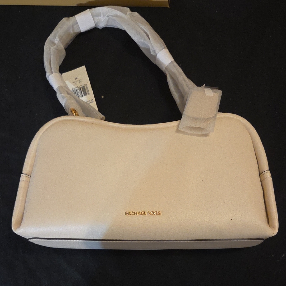 Michael Kors Cream Shoulder Bag with Gold Accents